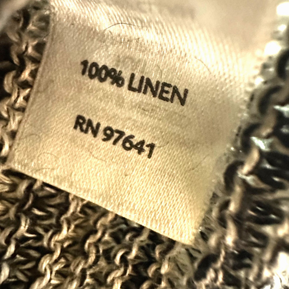 J. Jill 100% LINEN open‎ knit Dolman sweater short sleeve black white cute trim - Picture 12 of 14